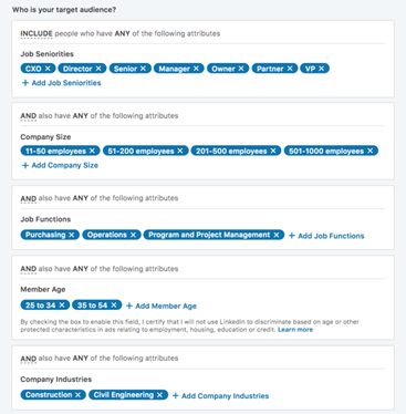 LinkedIn’s ad targeting options 